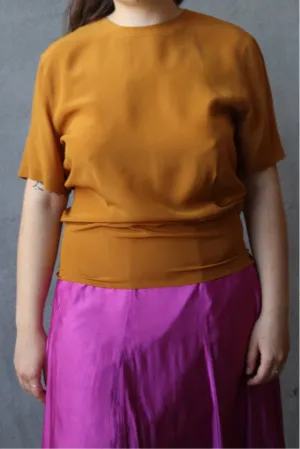 80s JNY 100% Silk Burnt Orange Tee - M