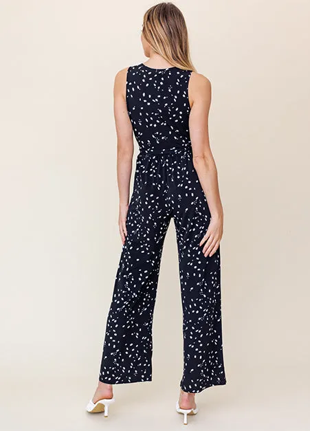 Abstract Dot Black Jumpsuit