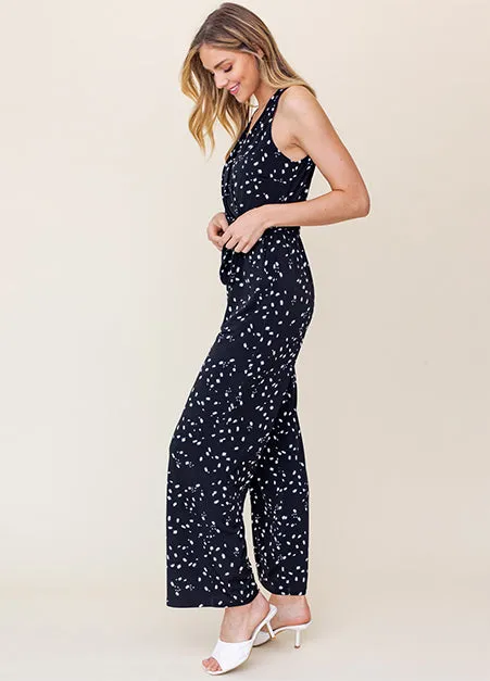 Abstract Dot Black Jumpsuit