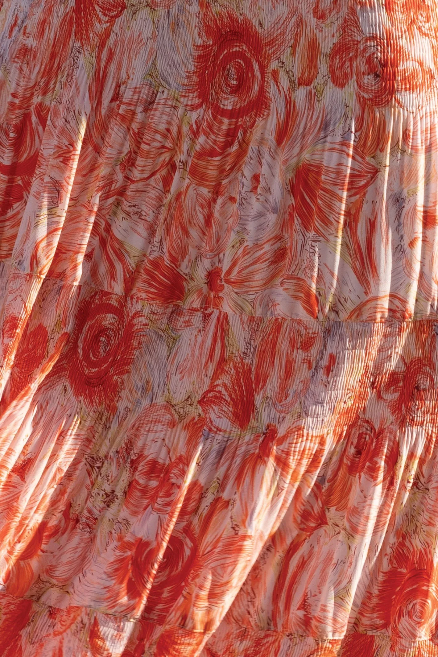 Alison Sheri Skirt Tiered Midi Coral Floral Print A45575