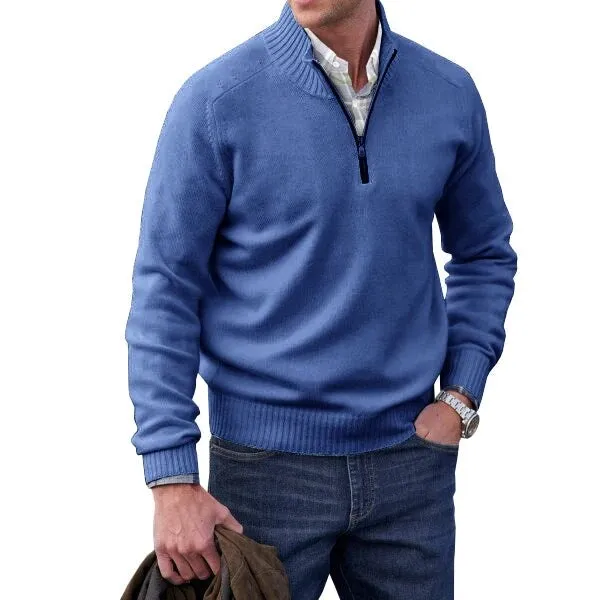 Angelo Ricci™ Cashmere Zipper Turtleneck Warm Sweater