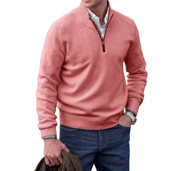 Angelo Ricci™ Cashmere Zipper Turtleneck Warm Sweater