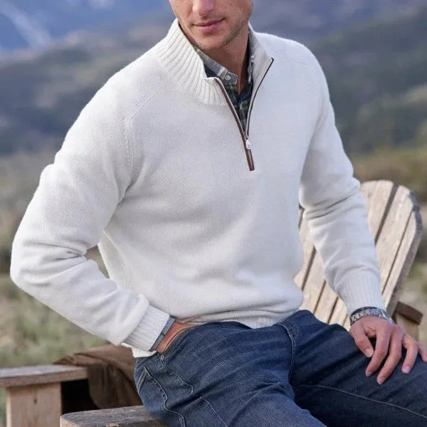 Angelo Ricci™ Cashmere Zipper Turtleneck Warm Sweater