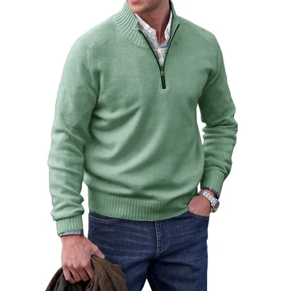 Angelo Ricci™ Cashmere Zipper Turtleneck Warm Sweater