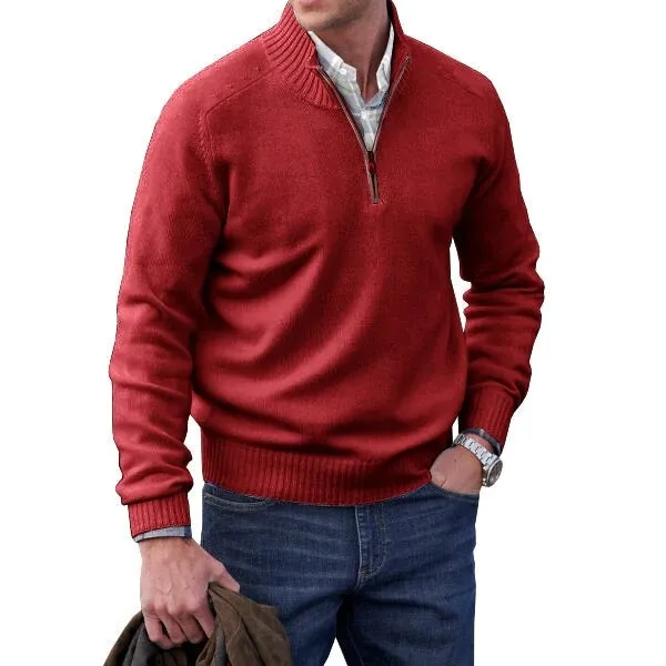Angelo Ricci™ Cashmere Zipper Turtleneck Warm Sweater