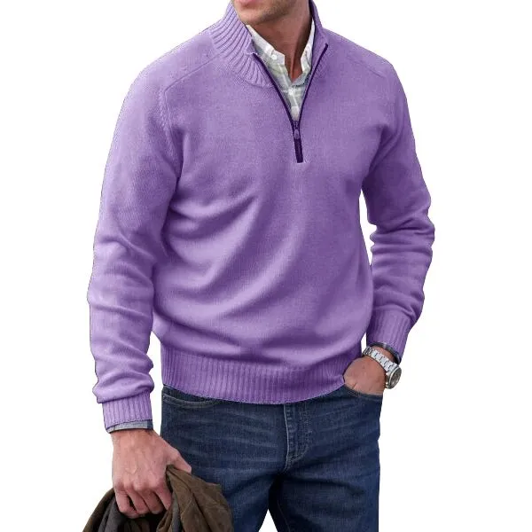 Angelo Ricci™ Cashmere Zipper Turtleneck Warm Sweater