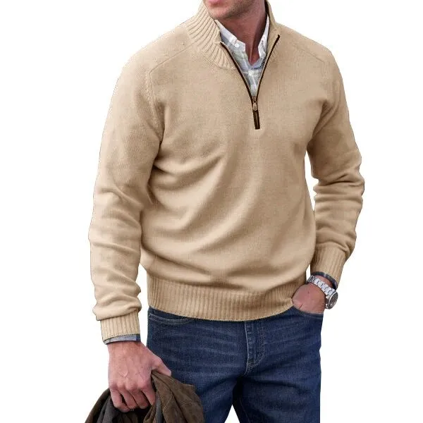 Angelo Ricci™ Cashmere Zipper Turtleneck Warm Sweater