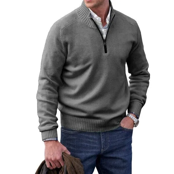 Angelo Ricci™ Cashmere Zipper Turtleneck Warm Sweater