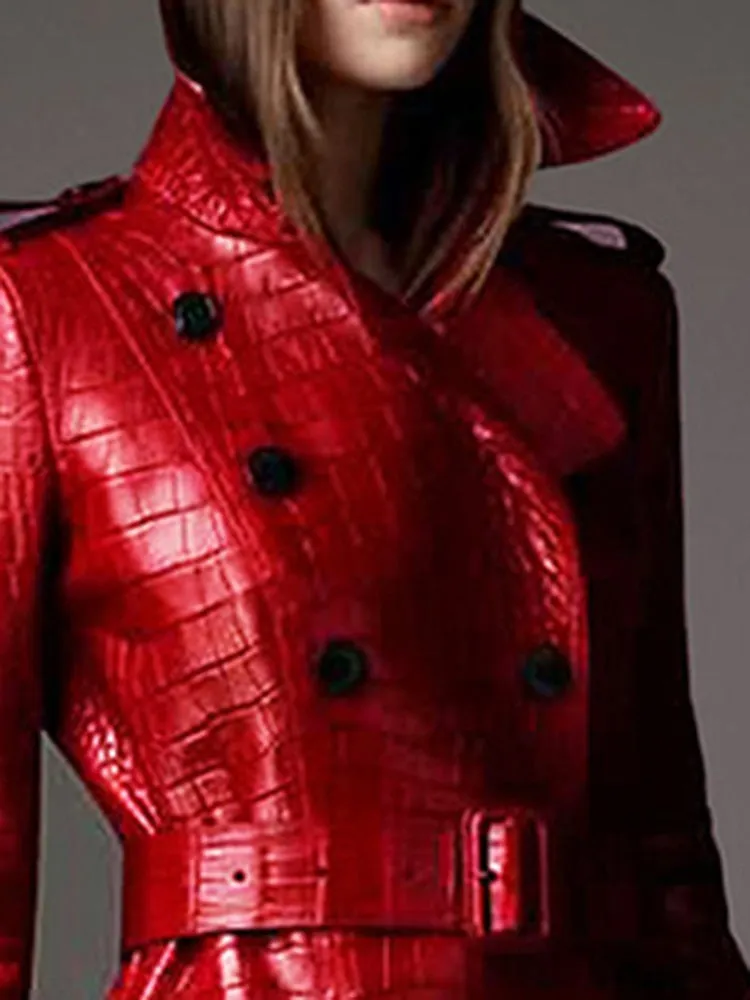 Autumn Leather Trench Coat