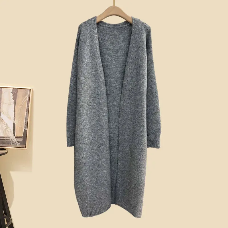 Autumn Winter Warm Knitwear Sets Outfits Elegant Turtleneck Sweater long Cardigan Jacket wide Leg Pant Setwide leg