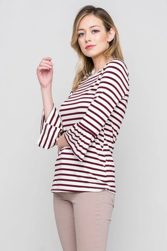 Basic Bell Sleeve Top in Wine