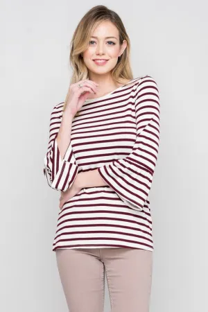 Basic Bell Sleeve Top in Wine