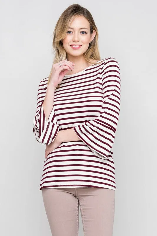 Basic Bell Sleeve Top in Wine