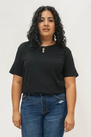 Basic Cotton Boyfriend Tee in Black