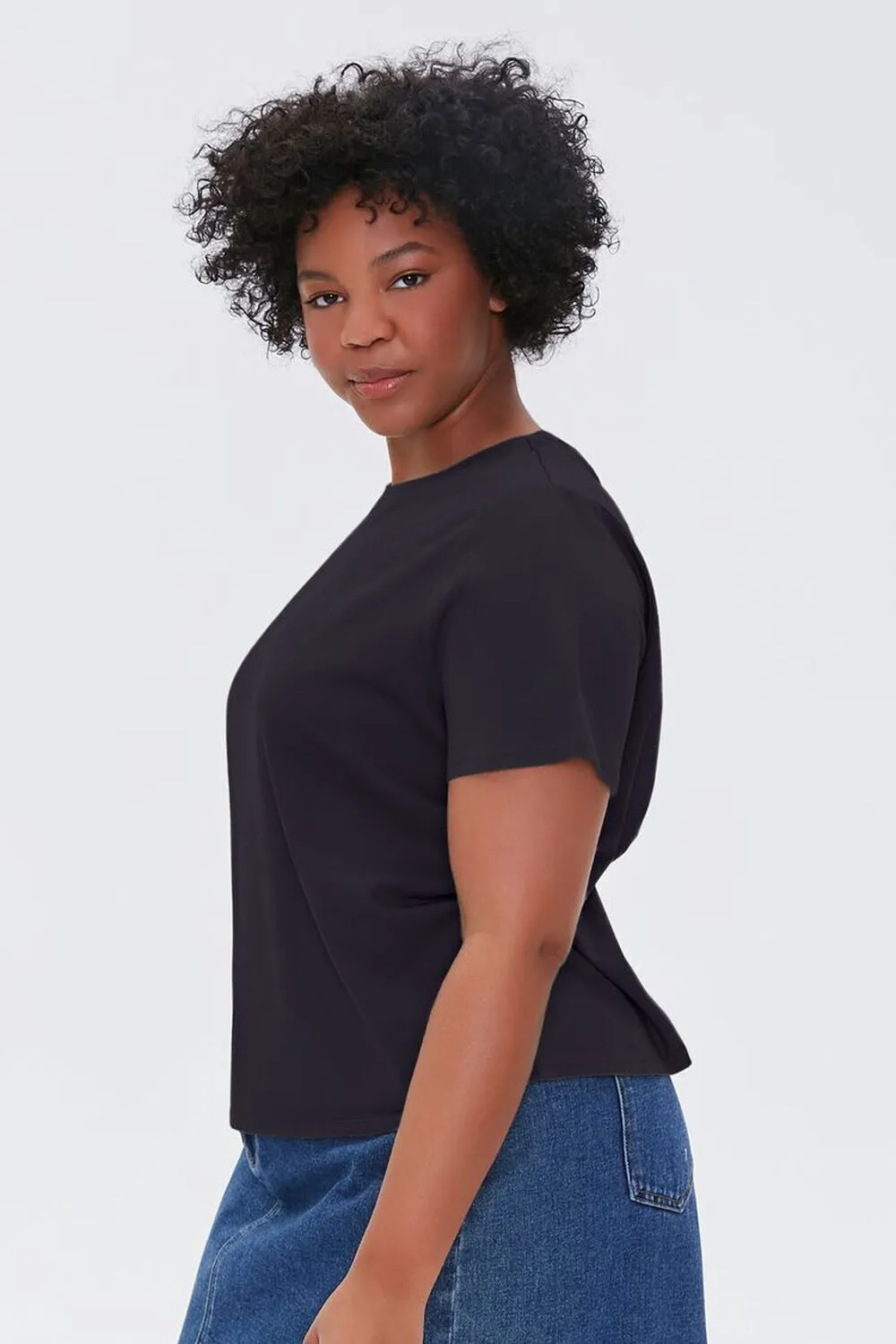 Basic Cotton Boyfriend Tee in Black