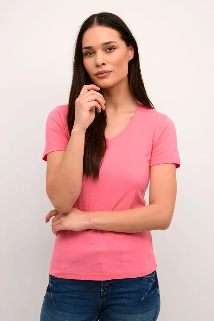 BASIC PINK V NECK T SHIRT