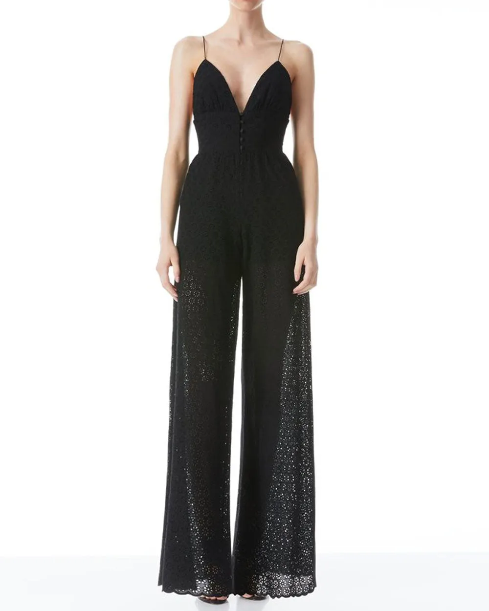Black Tilly Wide Leg Button Front Jumpsuit