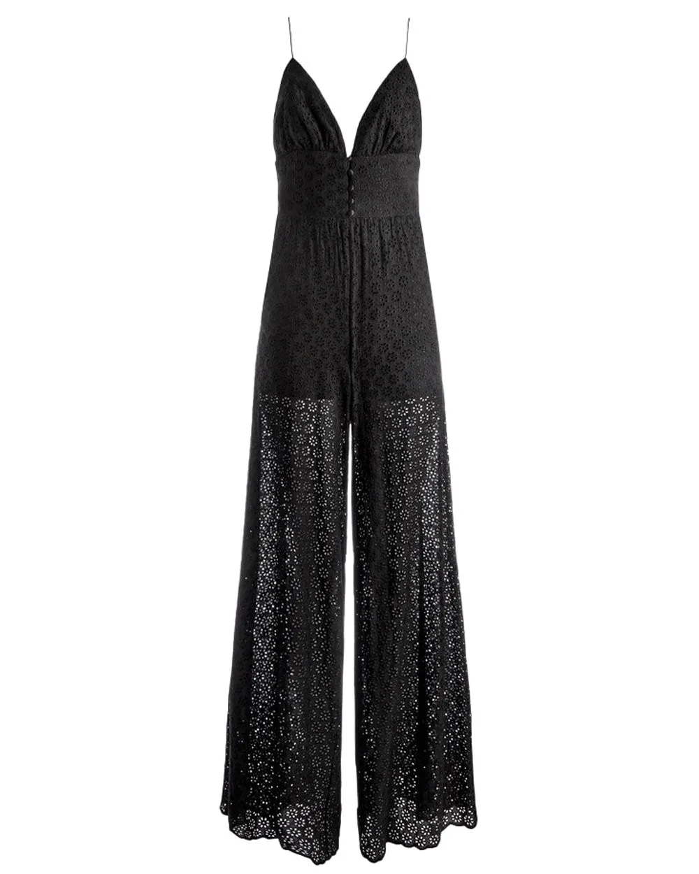 Black Tilly Wide Leg Button Front Jumpsuit
