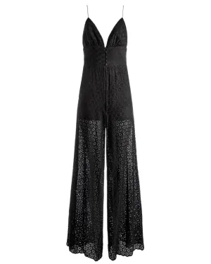 Black Tilly Wide Leg Button Front Jumpsuit