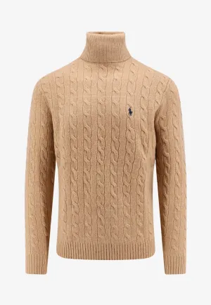 Cable Knit Turtleneck Wool Sweater