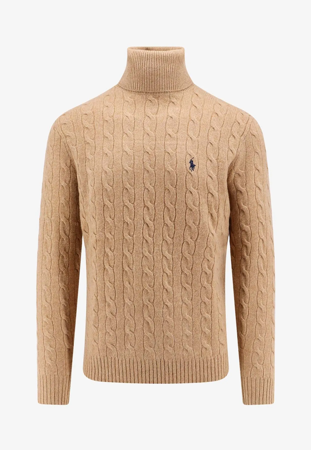 Cable Knit Turtleneck Wool Sweater