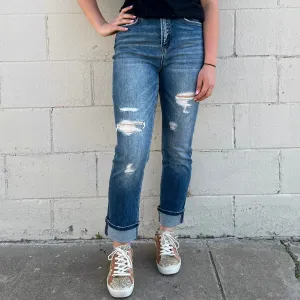 Cuffed Mom Denim Jeans