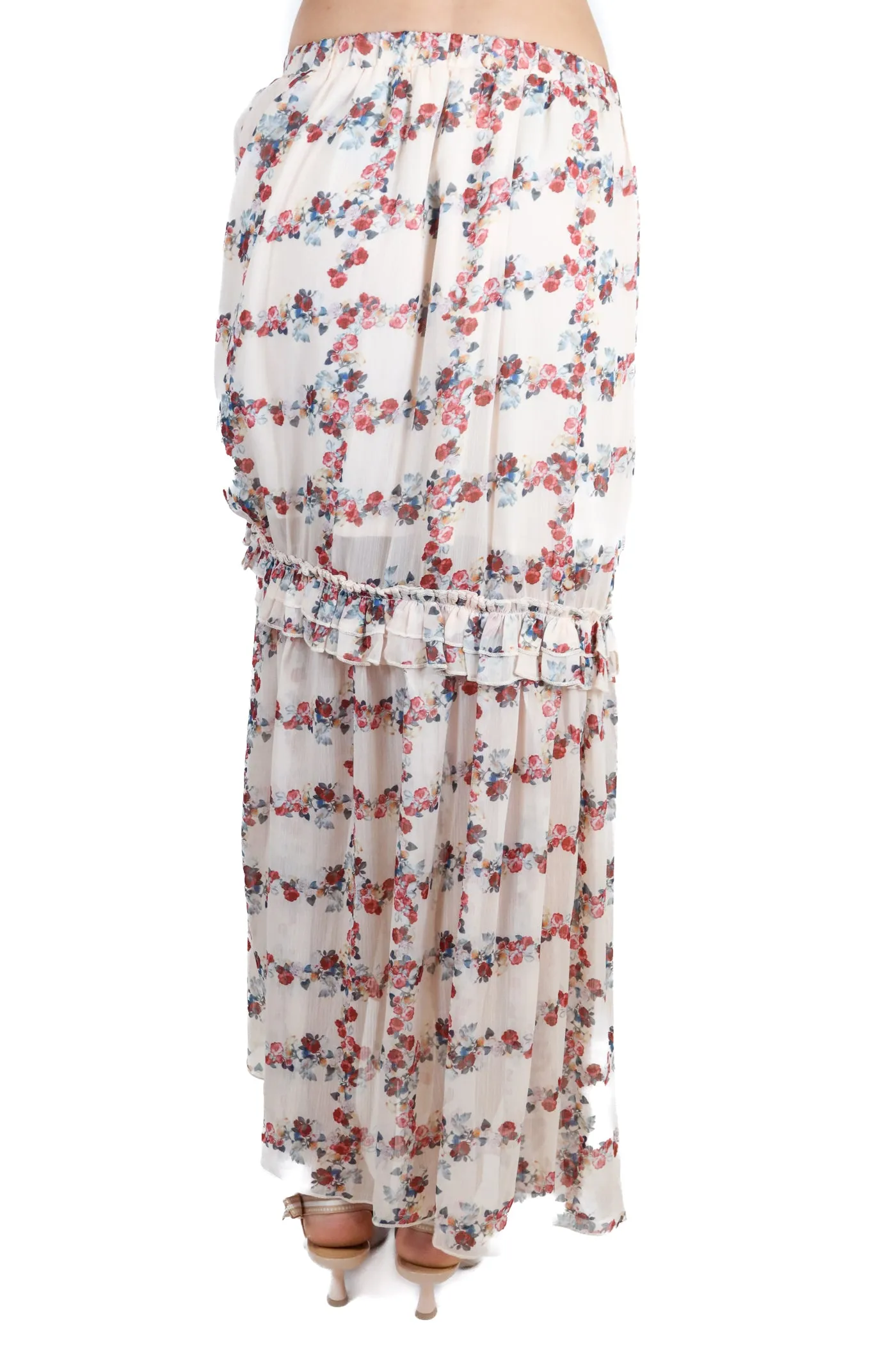Endless Rose Floral Ruffle Midi Skirt (XS; retail $110)
