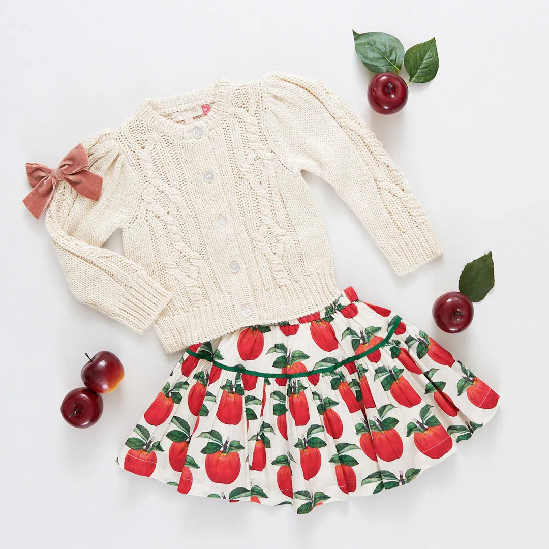 Girls Cable Constance Sweater - Cream
