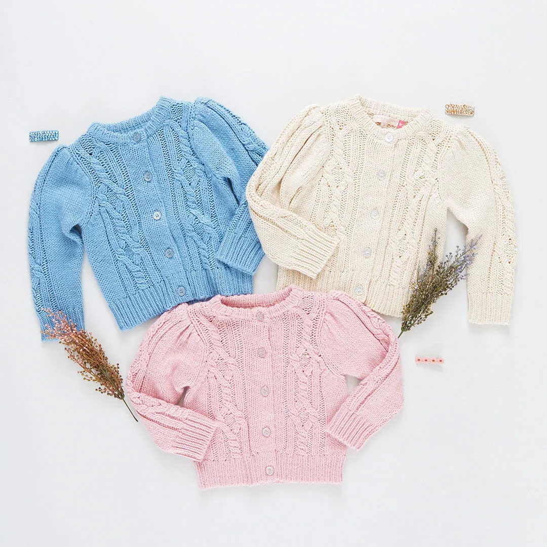 Girls Cable Constance Sweater - Cream