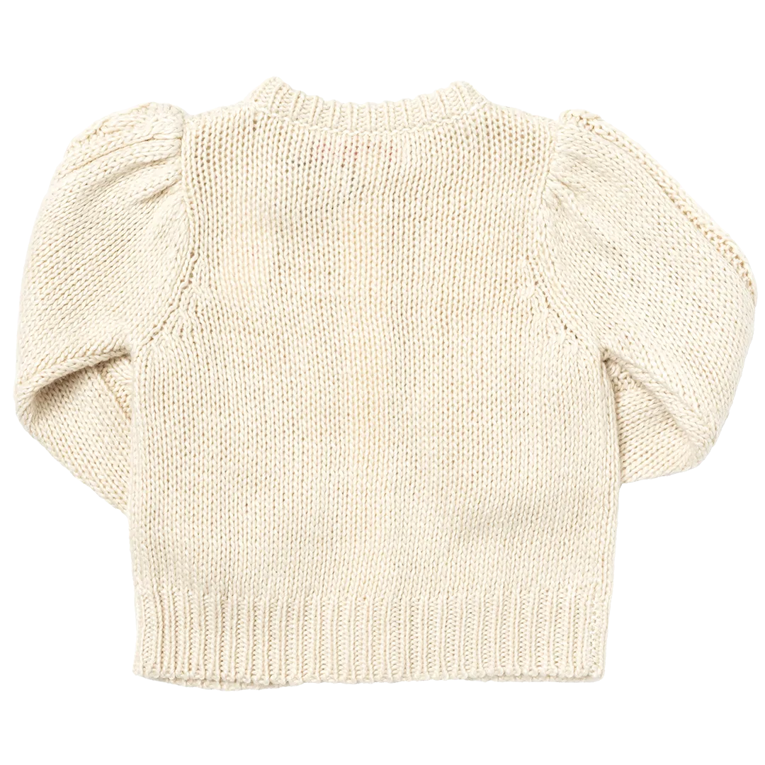 Girls Cable Constance Sweater - Cream
