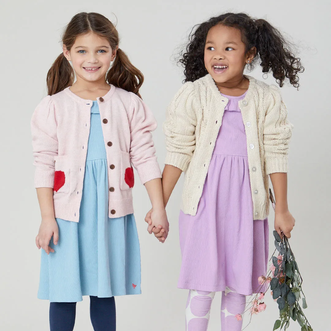 Girls Cable Constance Sweater - Cream
