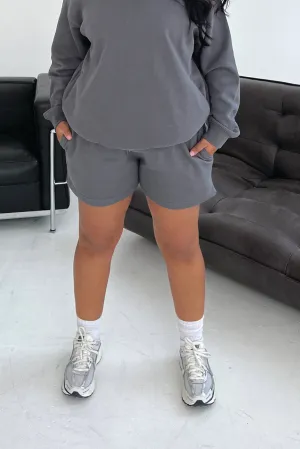 Glamify CURVE premium essential relaxed steel grey shorts