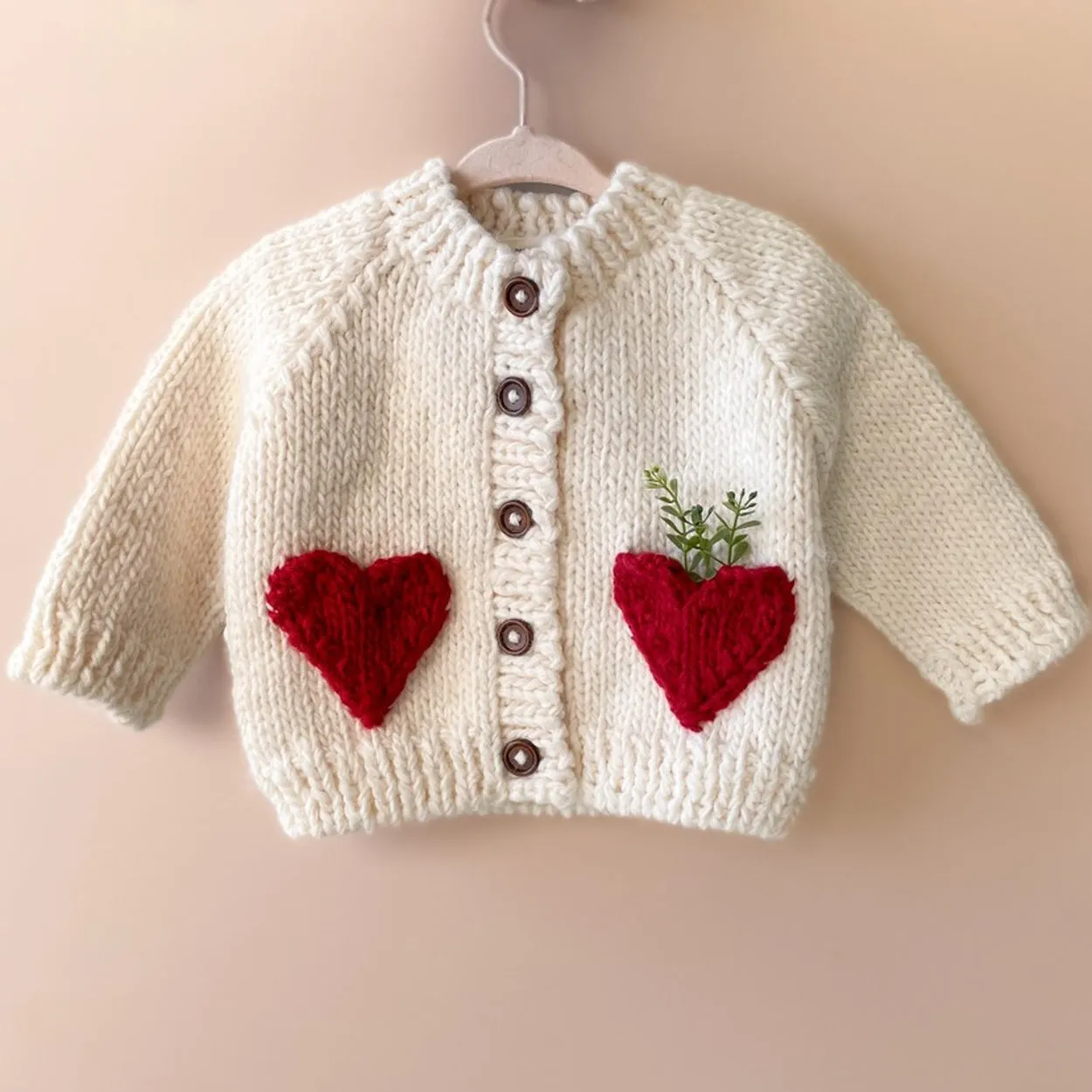 Heart Cardigan, Red - Baby & Kid Apparel Sweater Valentine's