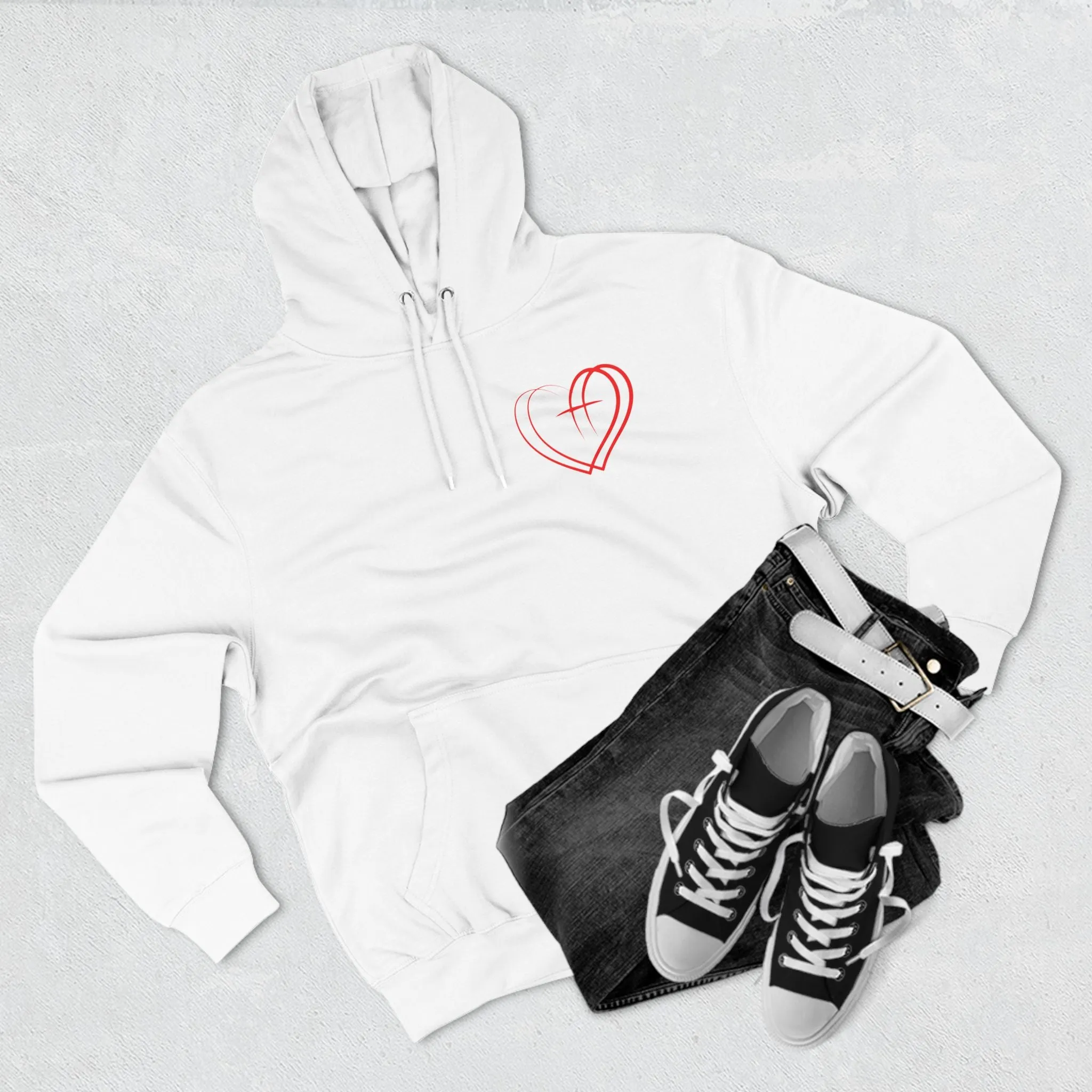 Heartfelt Fleece Hoodie, Warm Graphic Sweatshirt, Cozy Casual Wear, Perfect Gift for Loved Ones, Thoughtful Valentines Apparel - Three-Panel