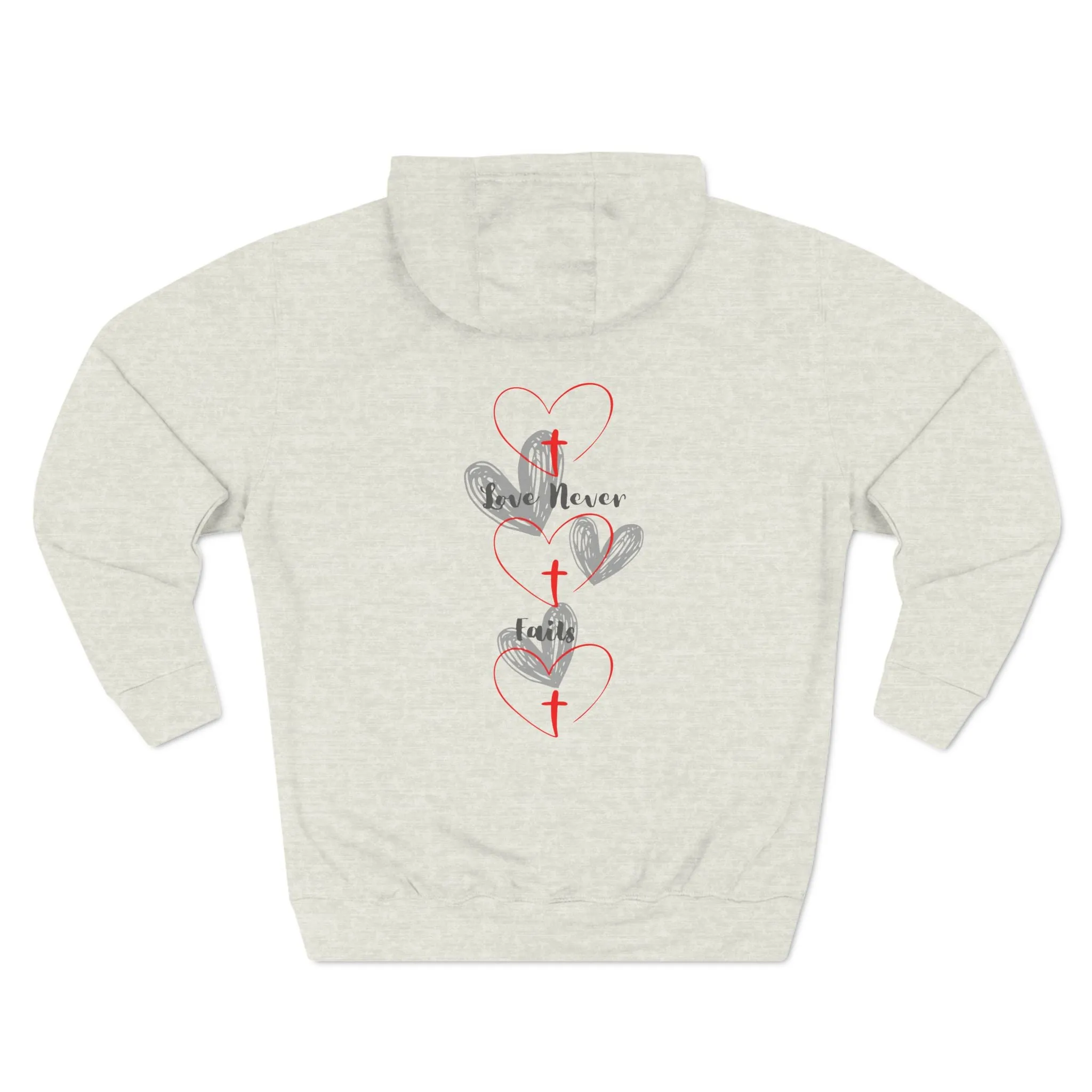 Heartfelt Fleece Hoodie, Warm Graphic Sweatshirt, Cozy Casual Wear, Perfect Gift for Loved Ones, Thoughtful Valentines Apparel - Three-Panel