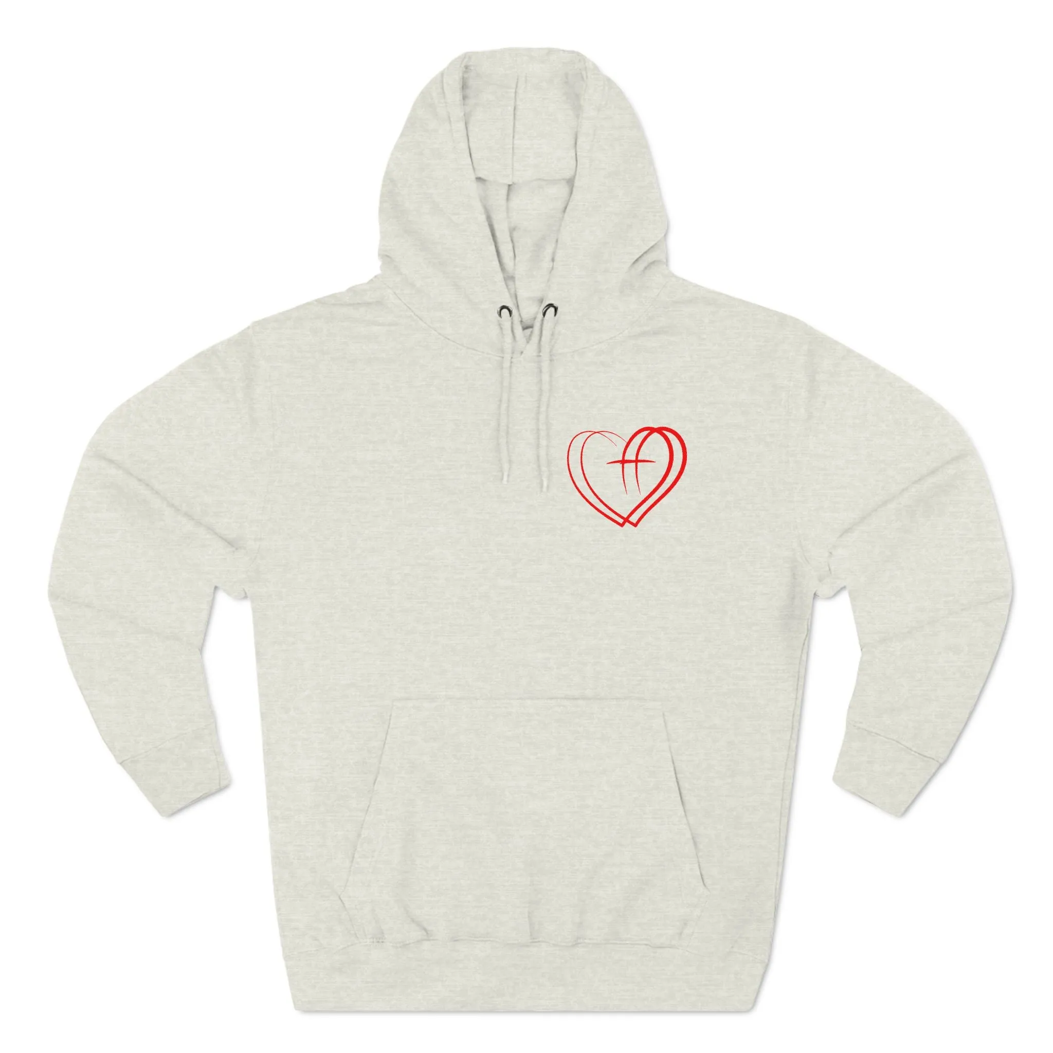 Heartfelt Fleece Hoodie, Warm Graphic Sweatshirt, Cozy Casual Wear, Perfect Gift for Loved Ones, Thoughtful Valentines Apparel - Three-Panel