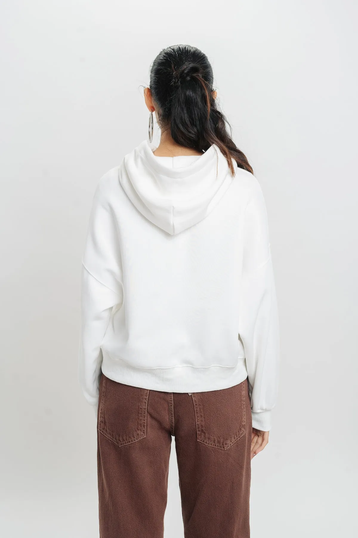 I Don'T Care White Hoodie