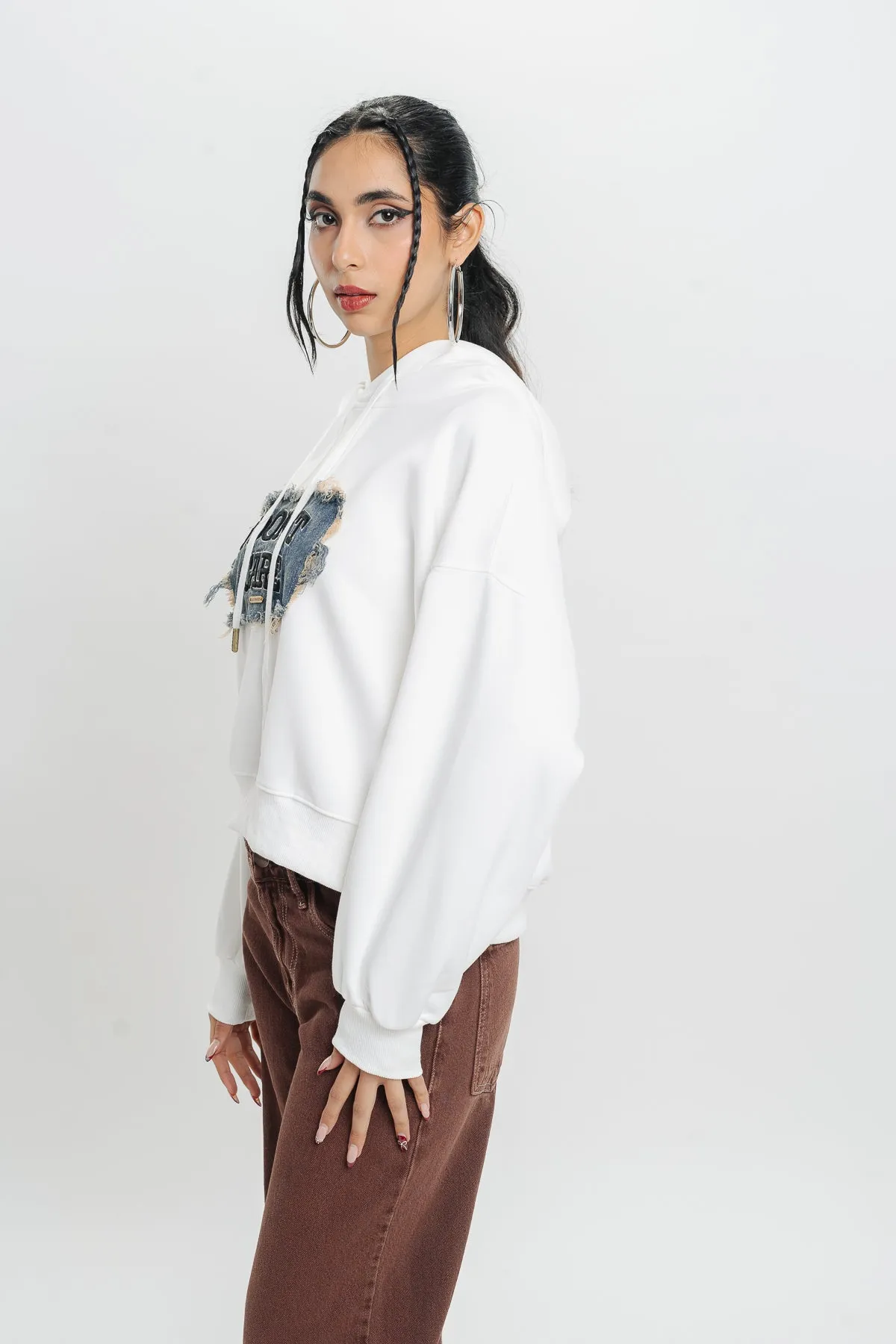I Don'T Care White Hoodie