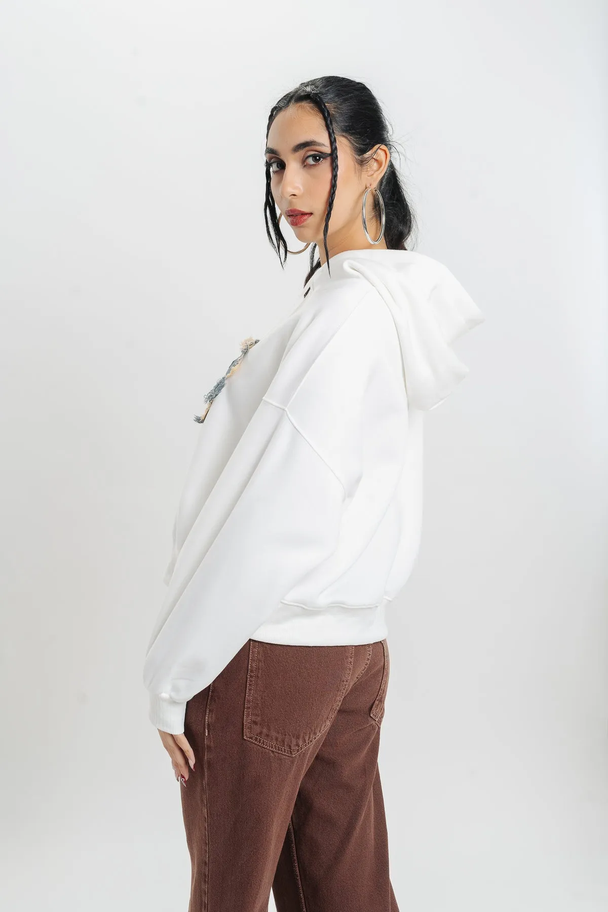 I Don'T Care White Hoodie