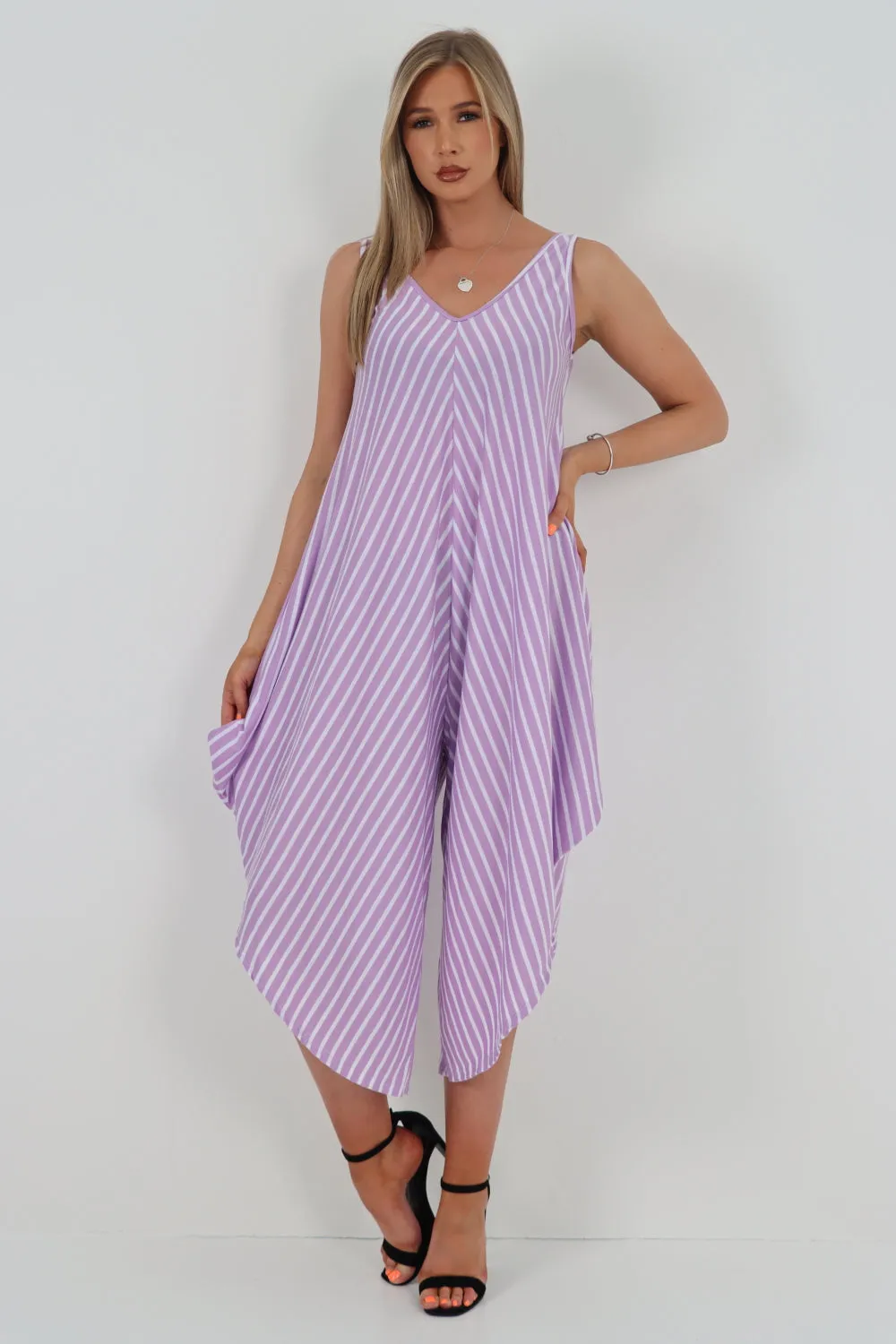 Italian Stripe Pattern Jumpsuit