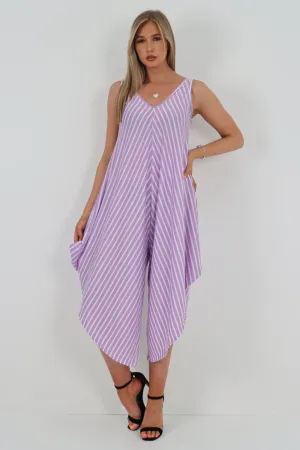 Italian Stripe Pattern Jumpsuit