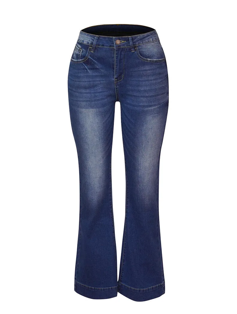 Ivyshape | Casual Mid-Waist Bell Bottom Denim Jeans