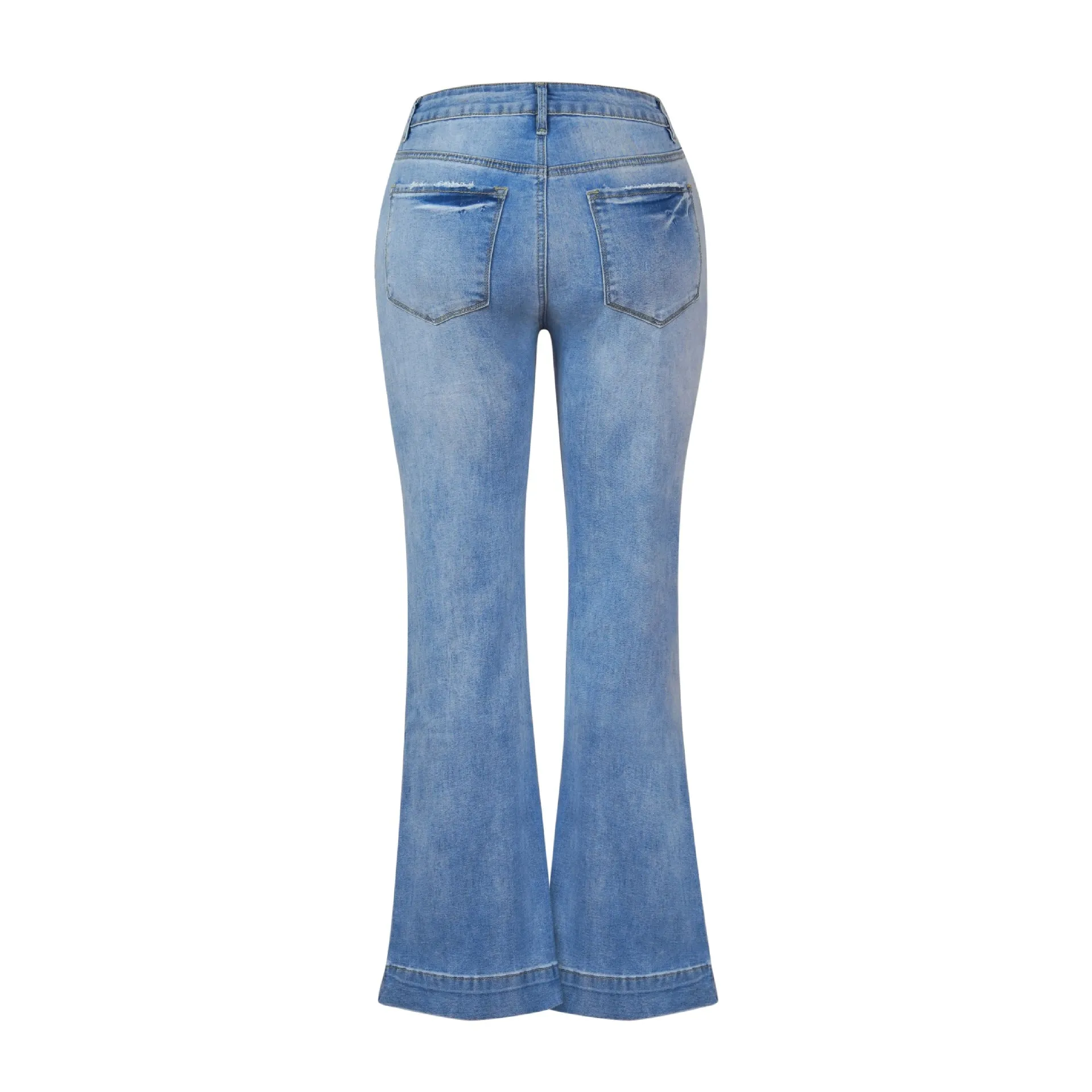 Ivyshape | Casual Mid-Waist Bell Bottom Denim Jeans