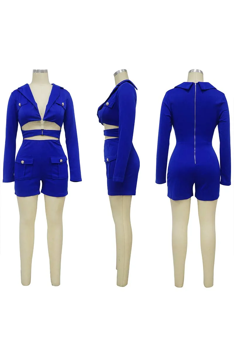 JG724 Deep V-neck Romper