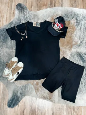 Jules oversized v-neck biker set