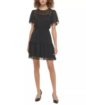 KARL LAGERFELD PARIS Smocked Waist Dress