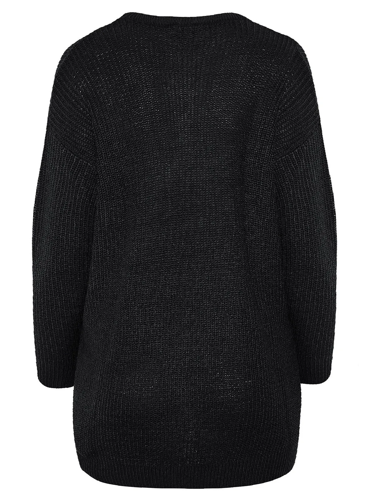Ladies Chunky Rib Trimmed Longline Plus Size Jumpers