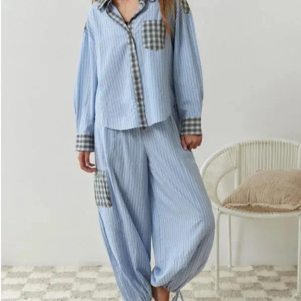 Leah – Women's Two-Piece Plaid Loungewear Se