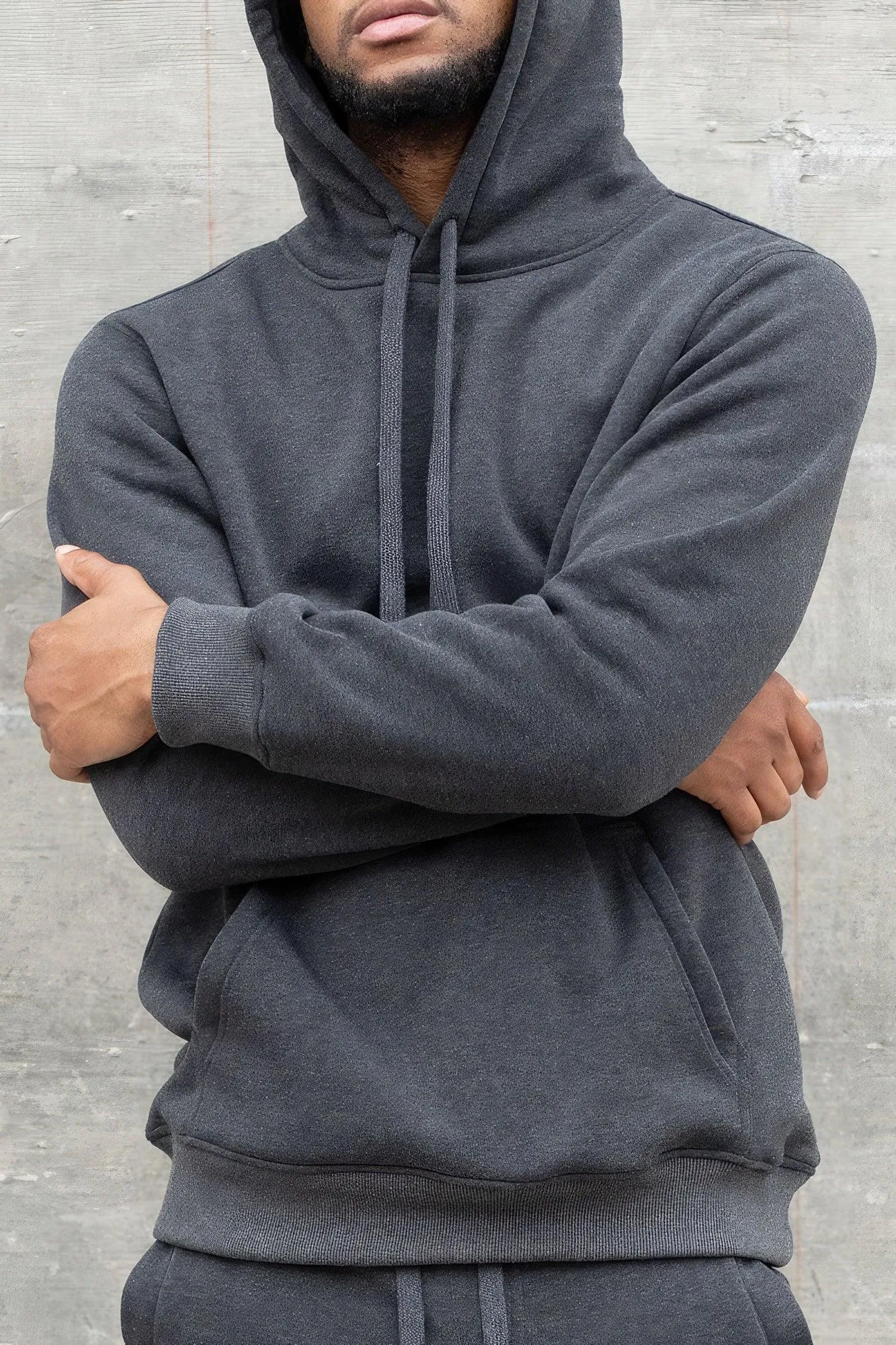 Mens Charcoal Gray Fleece Pullover