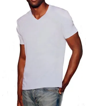 Men's Short-Sleeve Fitted V-Neck 100% Cotton Tee Shirt